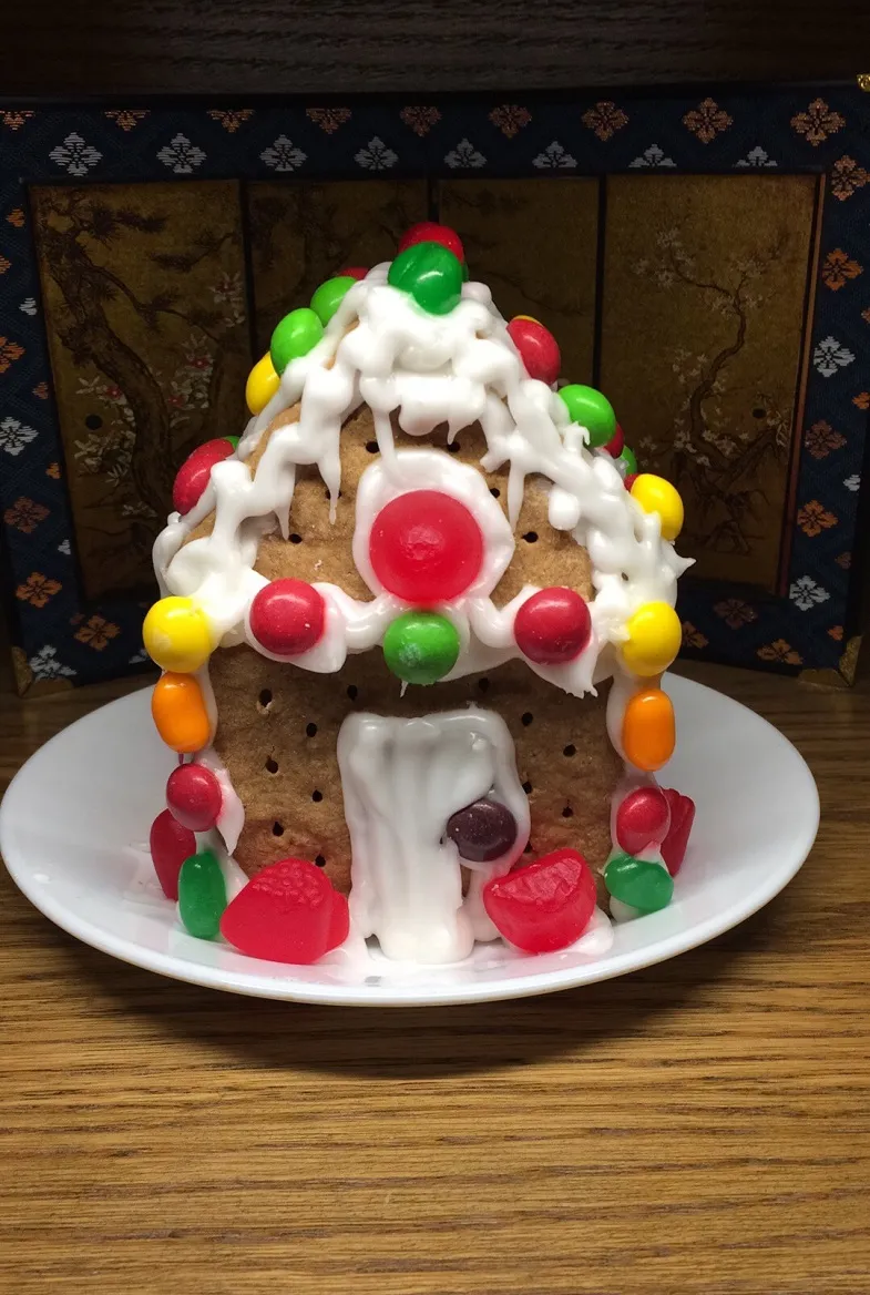 gluten-free graham cracker house front view